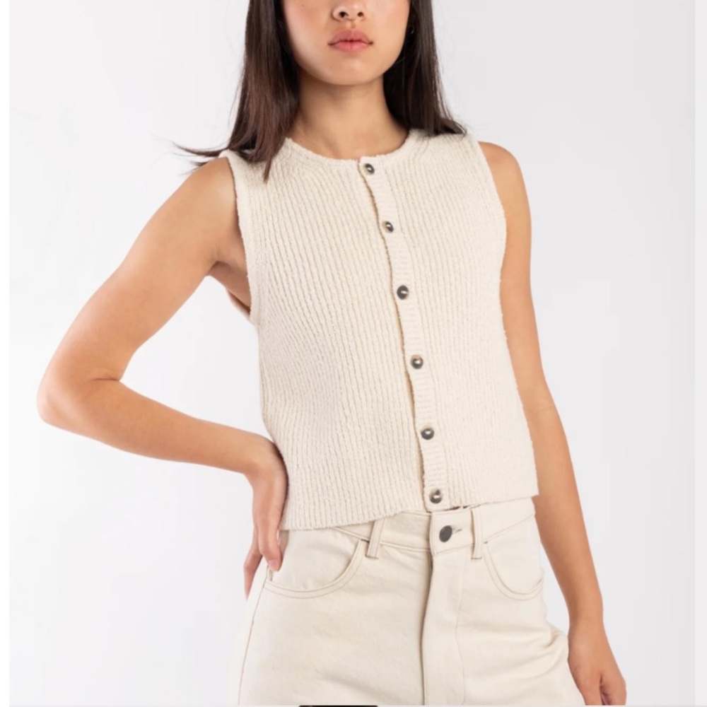 Boucle Micaela Greg Cream rib vest in Small